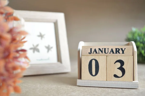 Calendario Madera Con Mes Enero Concepto Planificación —  Fotos de Stock