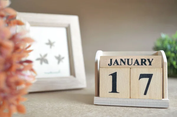 Houten Kalender Met Maand Januari Planningsconcept — Stockfoto