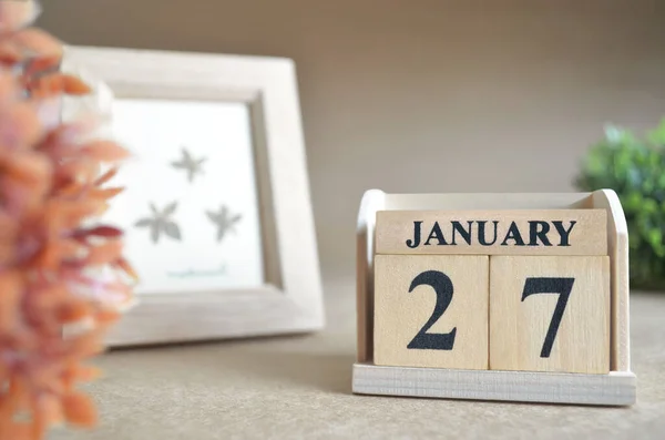 Houten Kalender Met Maand Januari Planningsconcept — Stockfoto
