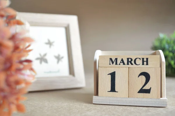 Wooden Calendar Month March Planning Concept — Stock Photo, Image