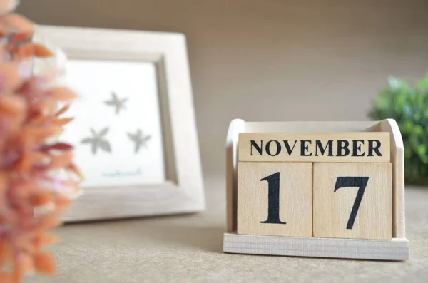 Calendario Madera Con Mes Noviembre Concepto Planificación — Foto de Stock