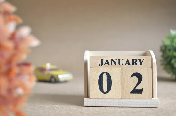 Nahaufnahme Von Holzklötzen Kalender Mit Januar — Stockfoto