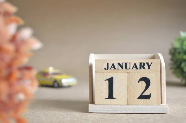 Close Shot Wooden Blocks Calendar January — Stock Photo, Image