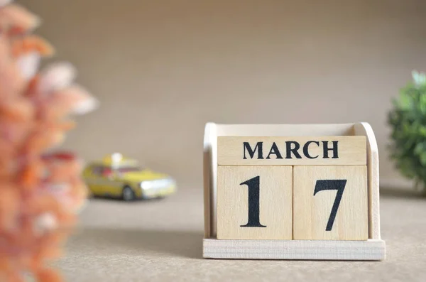 Calendario Madera Con Mes Marzo Concepto Planificación — Foto de Stock