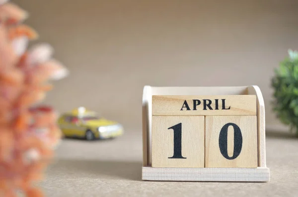 Calendario Legno Con Mese Aprile Concetto Pianificazione — Foto Stock