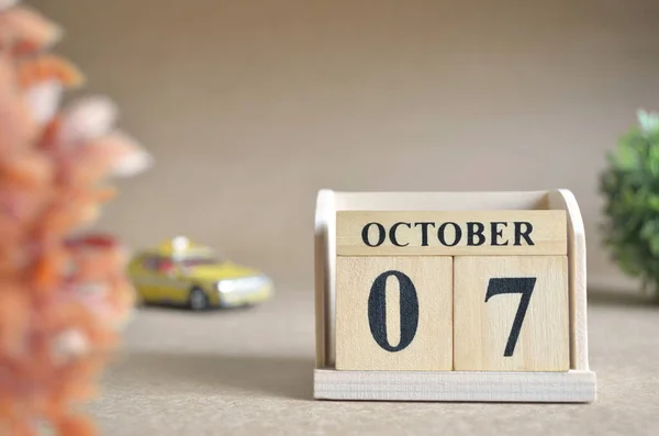 Närbild Bild Trä Block Kalender Med Oktober — Stockfoto