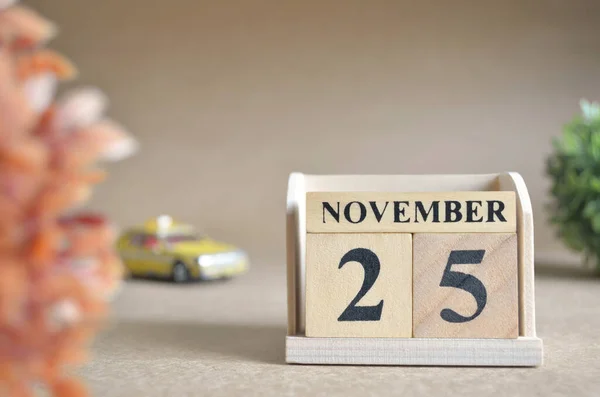 Dřevěný Kalendář Listopadovým Měsícem Koncepce Plánování — Stock fotografie