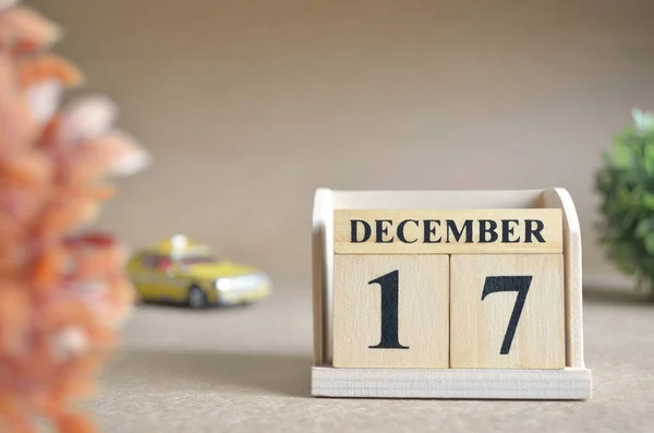 Calendario Legno Con Mese Dicembre Concetto Pianificazione — Foto Stock