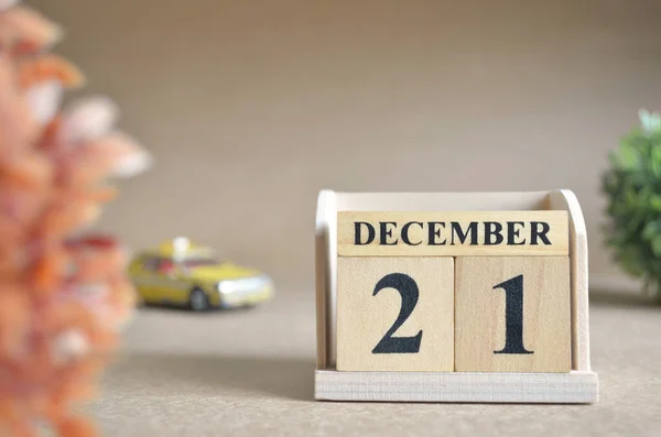 Calendario Madera Con Mes Diciembre Concepto Planificación — Foto de Stock