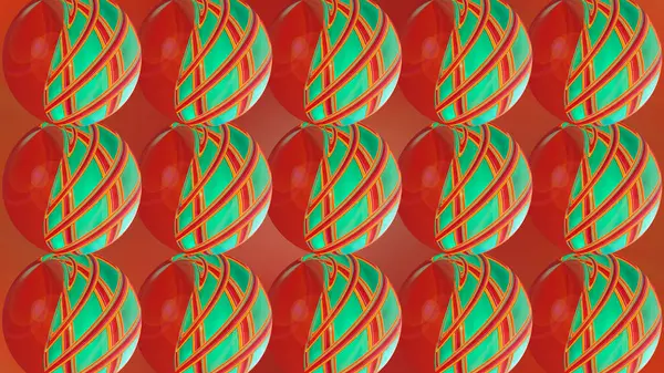 Fundo Vermelho Abstrato Com Esferas Verdes — Fotografia de Stock