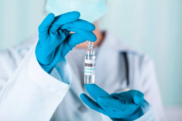 Arzt Oder Krankenschwester Uniform Und Handschuhen Mit Mundschutz Labor Mit — Stockfoto