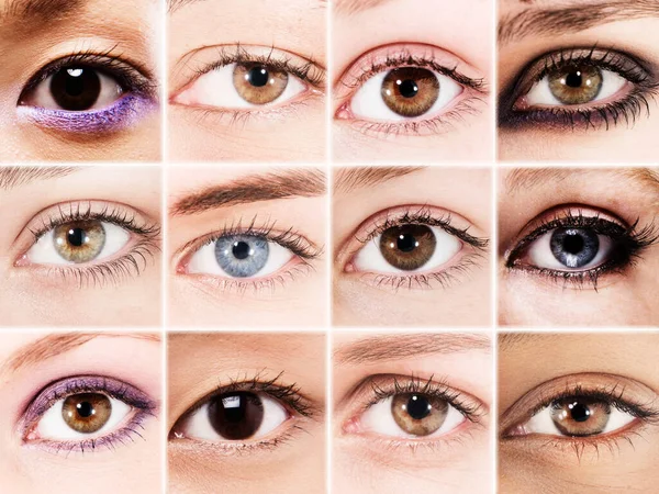 Koláž Různých Ženských Očí Krásným Make Upem — Stock fotografie