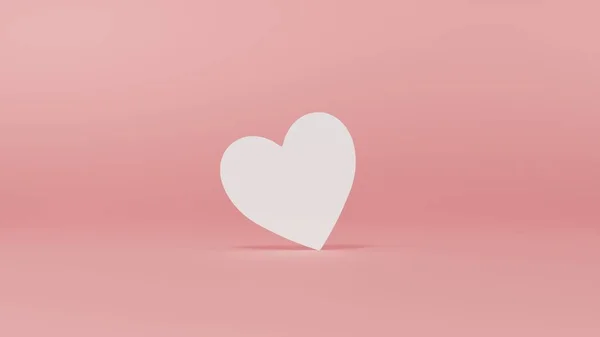 Blanco Witte Liefde Hart Kaart Geïsoleerd Roze Pastel Kleur Achtergrond — Stockfoto