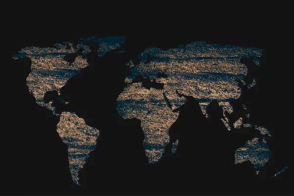 Grob Umrissene Weltkarte Mit Wandhintergrund — Stockfoto