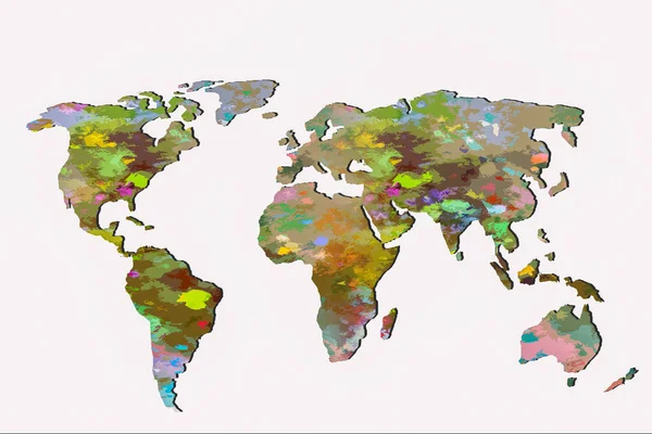 Грубо Прорисованная Карта Мира Глобальные Бизнес Концепции — стоковое фото