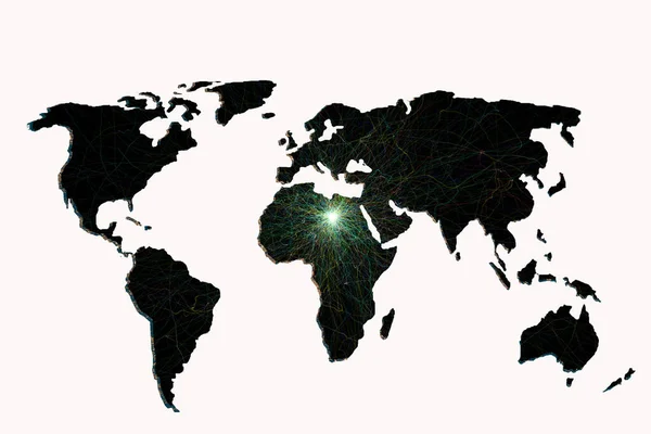 Aproximadamente Esboçado Mapa Mundo Como Conceitos Negócios Globais — Fotografia de Stock