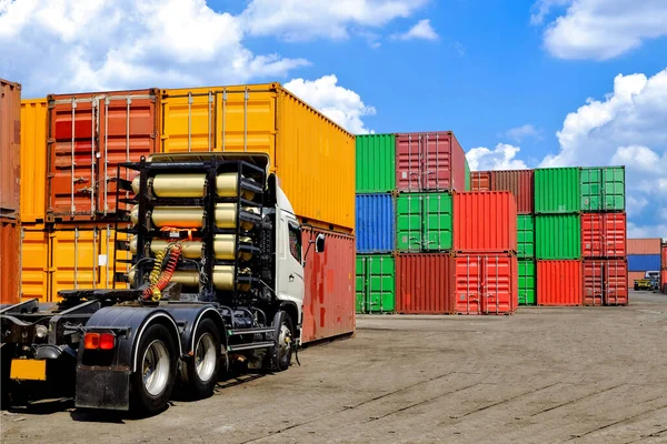 Aanhangwagen Industriële Container Logistiek — Stockfoto