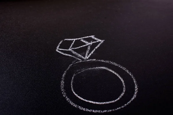 Anello Diamante Disegnato Una Lavagna — Foto Stock