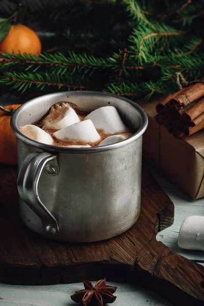 Mug Hot Chocolate Marshmallows Close View — Stock Photo, Image