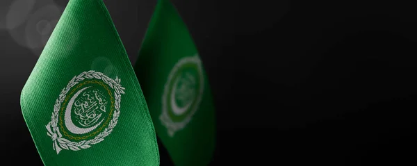 Små Nationella Flaggor Arabförbundet Mörk Bakgrund — Stockfoto