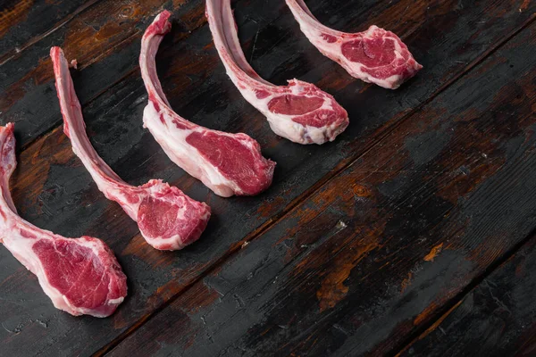 Pezzi Biologici Carne Montone Rack Agnello Crudo Con Osso Vecchio — Foto Stock