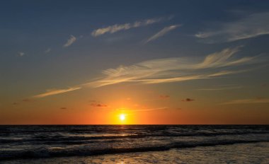 Sea view and sunset sky background 