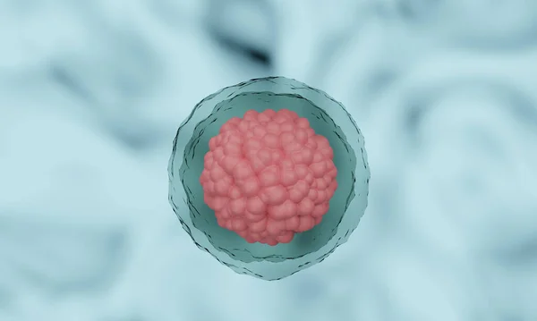 Célula Humana Células Estaminais Embrionárias Fundo Microscópio Renderização — Fotografia de Stock
