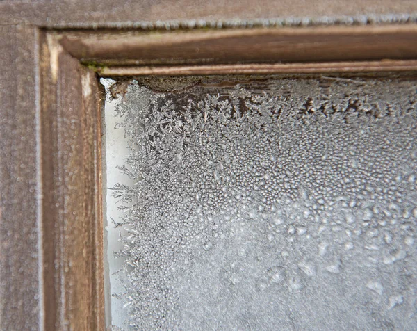 Primer Plano Abstracto Hielo Congelado Marco Ventana —  Fotos de Stock