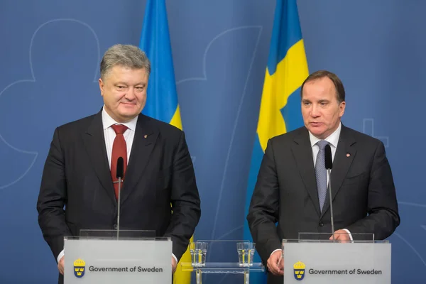 Premiér Švédského Království Stefan Lofven Prezident Ukrajiny Petro Porošenko — Stock fotografie