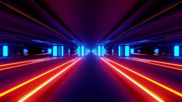 Abstract Illustration Tunnel Glowing Lines Blocks — Stockfoto