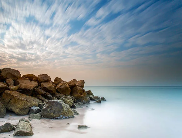 Rocky coastline of the Arabian sea, nature of Oman