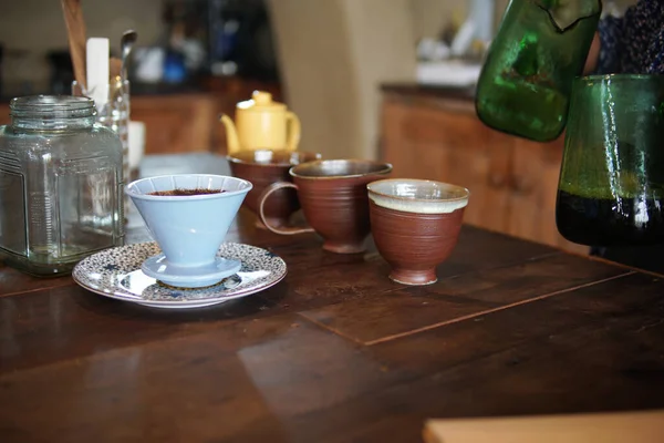 Barista Preparing Brewing Coffee Coffee Maker Drip Kettle — Stock Photo, Image