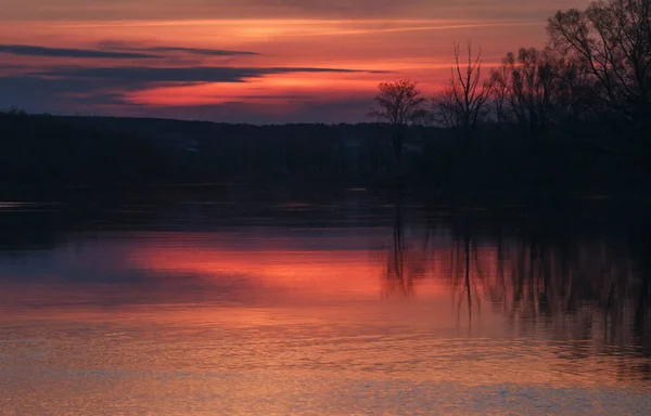 Landscape Lake Sunset — Stock Photo, Image