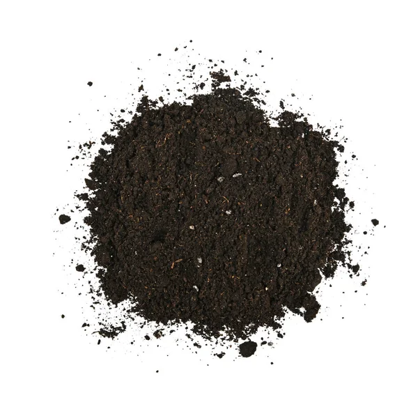 Heap Black Humus Soil White — Stock Photo, Image