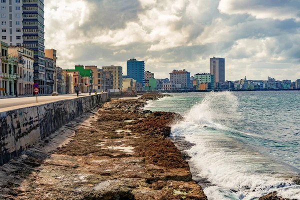 Havanna Malecon Vagyok Havanna Híres Tengerparti Sétánya Havannában Kubában — Stock Fotó