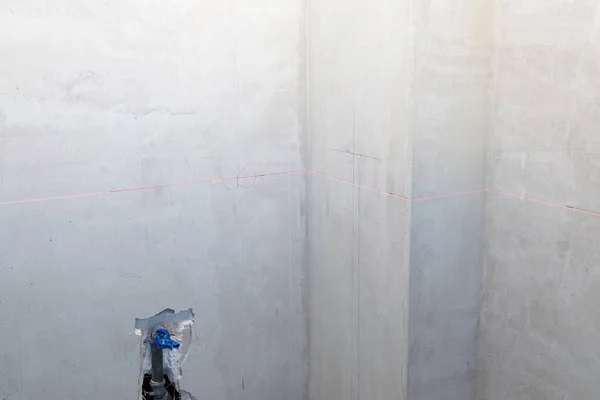 Marquage Laser Niveau Sur Mur Construction Les Travaux Finition Intérieure — Photo