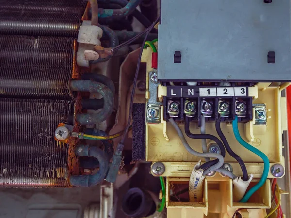 Conector Cabo Alimentação Elétrica Painel Bobinas Evaporador Condicionado — Fotografia de Stock