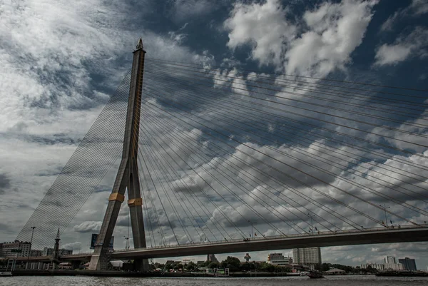 Rama Rama Viii Bridge Rope Bridge Chao Phraya River Tall — Foto Stock