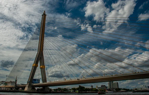 Rama Rama Viii Bridge Rope Bridge Chao Phraya River Tall — Foto Stock