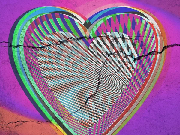 Grunge Colorido Forma Coração — Fotografia de Stock