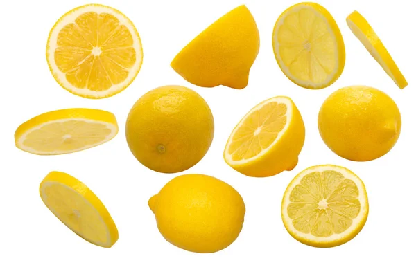 一组黄色柠檬 特写视图 — 图库照片