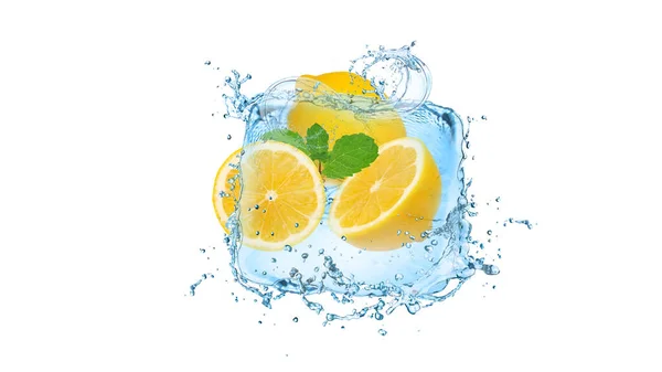 Water Plons Met Limoen Munt — Stockfoto