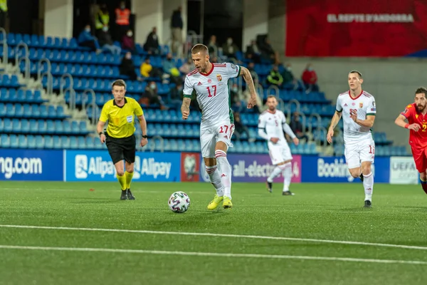 Varga Hun Aktion Qualifikationsspiel Katar 2022 Andorra Gegen Ungarn — Stockfoto