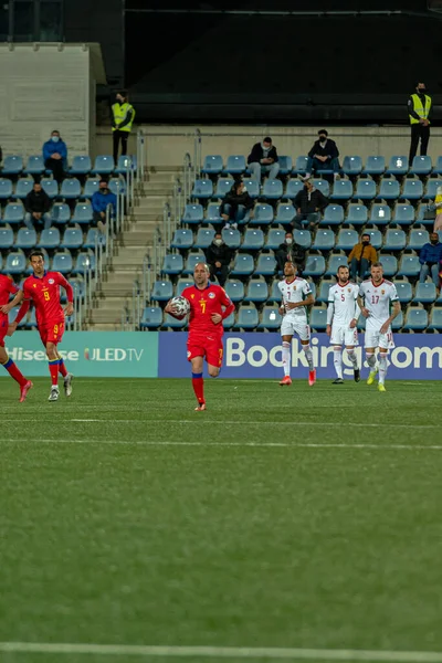 Marc Puyol Anotando Gol Acción Mundial Qatar 2022 Andorra Hungría — Foto de Stock