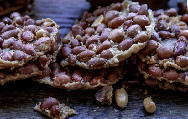 Zbliżenie Peanut Krakersy Wykonane Orzechów Mąki Smażenia Deep Fried Bean — Zdjęcie stockowe