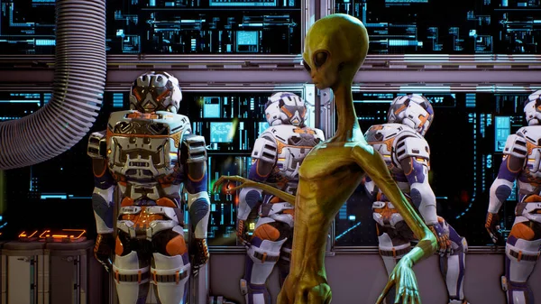 Alien Zakrada Astronautów Super Realistyczny Koncepcja Renderowania — Zdjęcie stockowe
