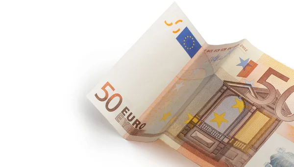 Fifty Euro Banknote Isolated White Clipping Path — Stok fotoğraf