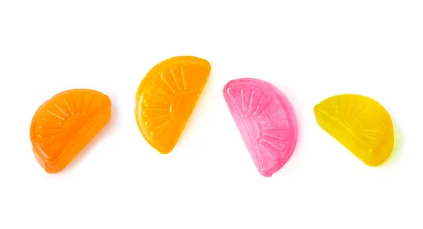 Kleurrijke Fruit Harde Snoepjes Geïsoleerd Wit — Stockfoto