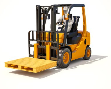 Sarı Forklift Kamyonu beyaza karşı