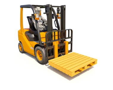 Sarı Forklift Kamyonu beyaza karşı